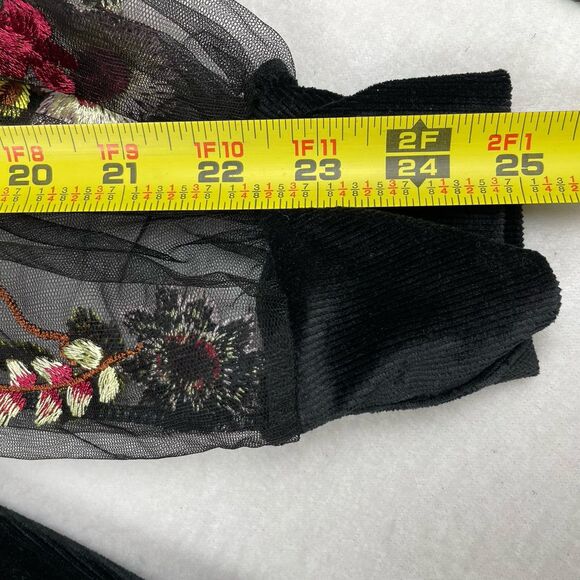 Tunic Dress Embroidered Floral Mesh Bishop Sleeves Mini  Romantic Cute Goth-L - Picture 6 of 12